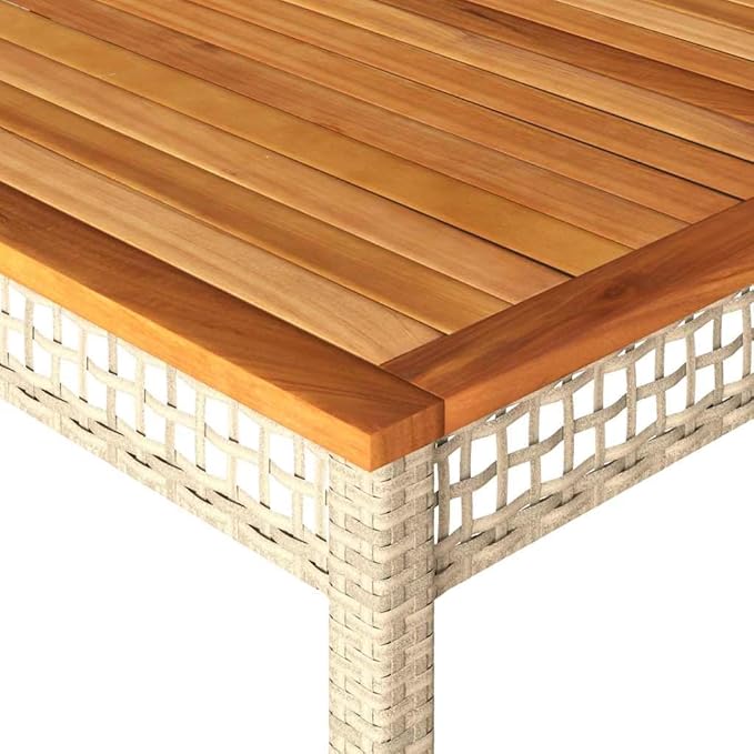 Large Rectangular Garden Table, Outdoor PE Rattan Dining Table for 6, Weather-Resistant Patio Furniture for Backyard - Photo 8