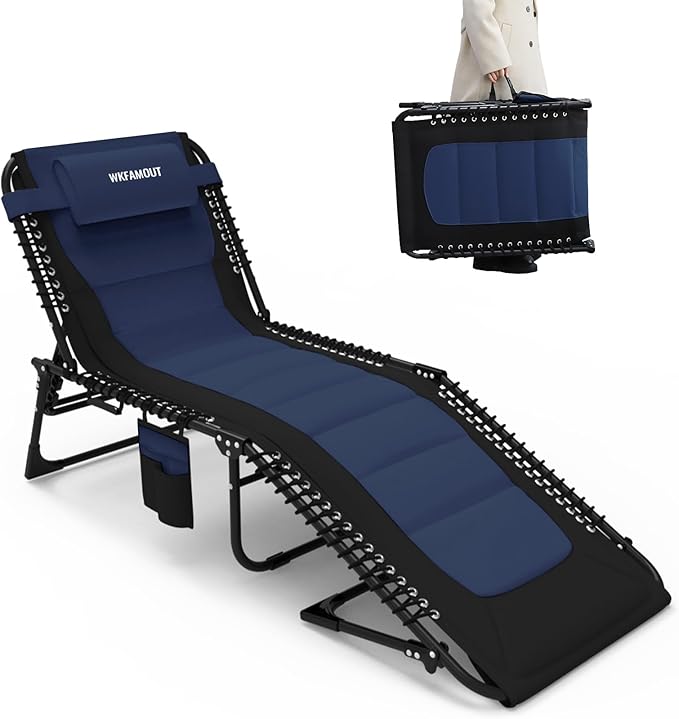 Oversized Padded Outdoor Folding Lounge Chair for Adults 330Ibs Patio Chaise Lounge Chair for Outside Adjustable - Photo 1