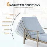 HAPPATIO Outdoor Chaise Lounge Chair Set of 2, Aluminum Pool Chair with Adjustable Backrest and Cushion, Curved Armrest - Photo 3
