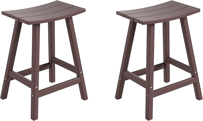 WestinTrends Malibu 2 Piece Set of 29 Height Outdoor/Patio Saddle bar stools, Dark Brown