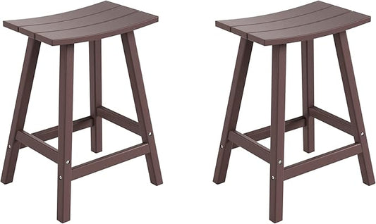 WestinTrends Malibu 2 Piece Set of 29 Height Outdoor/Patio Saddle bar stools, Dark Brown