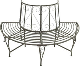 Silver Grey Steel Half-Round Tree Bench Outdoor Seating for Garden Patio Park Durable Waterproof Metal 3-Person - Photo 3