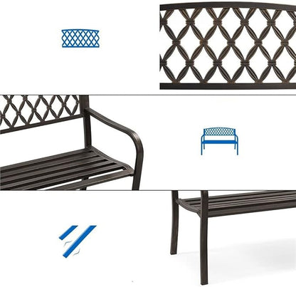 Outdoor Bench Nordic Retro Outdoor Metal Garden Bench Hollow Mesh Decorative Bench Suitable for Outdoor Courtyard Balcony Terrace Park Benches for Outside