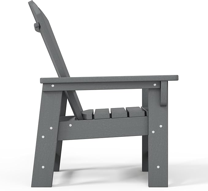 WestinTrends Malibu Kids Outdoor HDPE Adirondack Plastic Patio Chair, Gray