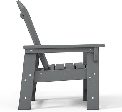 WestinTrends Malibu Kids Outdoor HDPE Adirondack Plastic Patio Chair, Gray
