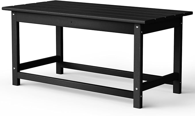 Costaelm Adirondack Conversation Table, HDPE Outdoor Drink Weather Resistant, Outdoor Patio Porch Accent Balcony Table for Pool, Seaside, Backyard, Black