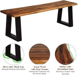 HAPPYGRILL Acacia Wood Patio Bench, Dining Picnic Bench with Metal Frame - Photo 5