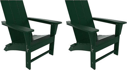 WestinTrends Ashore Modern Outdoor Folding Adirondack Chair (Set of 2), Dark Green