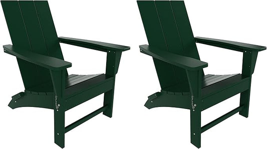 WestinTrends Ashore Modern Outdoor Folding Adirondack Chair (Set of 2), Dark Green