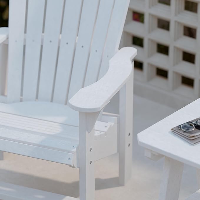 Wildridge Heritage Upright Adirondack Chair, White - Outdoor All-Weather Poly Furniture for Patio, Deck, Yard