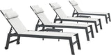 PURPLE LEAF Outdoor Lounge Chair Set Patio Chaise Pool Lounger Aluminum Frame with 2 Side Table and Wheels for Outside - Photo 1