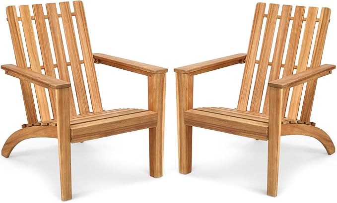 Tangkula Adirondack Chair Acacia Wood Outdoor Armchairs, Weather Resistant for Patio Garden Backyard Deck Fire Pit, Lawn Porch Furniture & Lawn Seating, Campfire Chair, Adirondack Lounger (2, Natural)