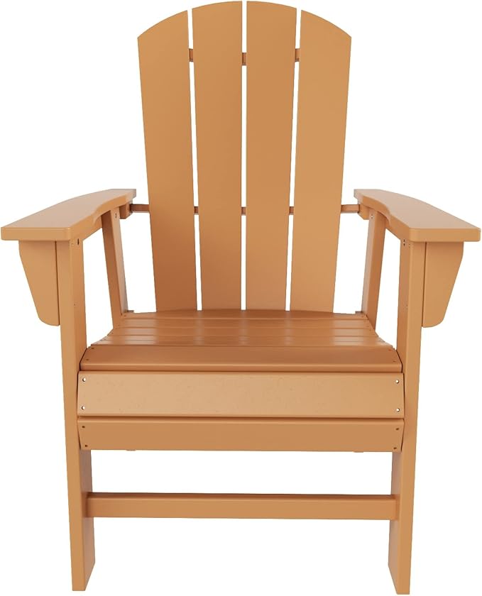 WestinTrends Malibu Outdoor Patio HDPE Plastic Adirondack Dining Chair Teak