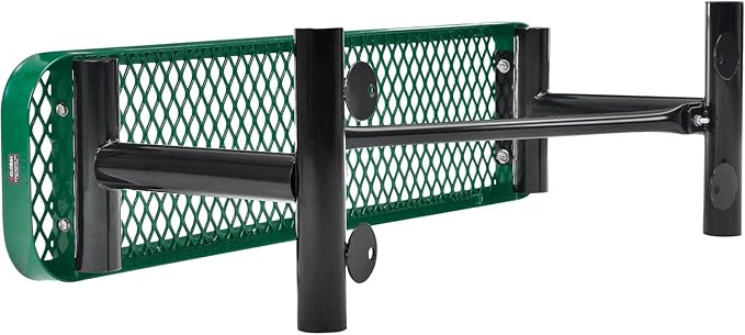Global Industrial 4'L Heavy Duty Expanded Metal Mesh Flat Bench with Steel Frame, Portable Outdoor Bench, 1000 lbs Capacity, Green, 48" L x 14-1/2"W x 18" H