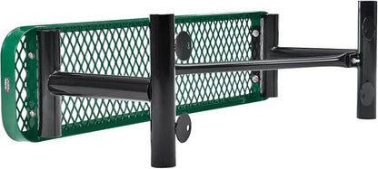 Global Industrial 4'L Heavy Duty Expanded Metal Mesh Flat Bench with Steel Frame, Portable Outdoor Bench, 1000 lbs Capacity, Green, 48" L x 14-1/2"W x 18" H