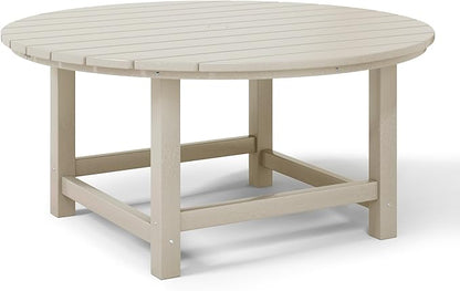 WestinTrends Malibu Low Outdoor HDPE Round Patio Coffee Table, Sand