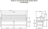 Sequoia Professional CM-BENSQ62-CGE Commercial Grade Exeter 6 Foot Garden Bench, Coastal Teak - Photo 3