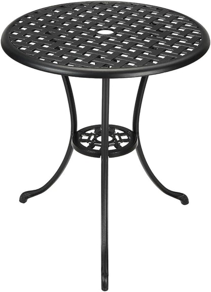24" Outdoor Side Table with 2" Umbrella Hole Round Small Patio Bistro Tables Indoor End Plant Coffee Tea Table for Yard Patio Porch Garden Bedroom Living Room