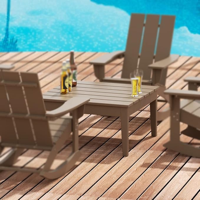 WestinTrends Ashore Outdoor Coffee Table, 32 Inch All Weather Poly Lumber Adirondack Patio Coffee Table Square Low Table - Photo 2