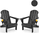 Ciokea Folding Adirondack Chair Wood Texture 2 Pack, Patio Adirondack Chair Weather Resistant - Photo 1