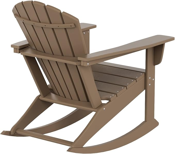 WO WESTIN OUTDOOR HDPE Altura Outdoor Rocking Poly Adirondack Chair, Weathered Wood