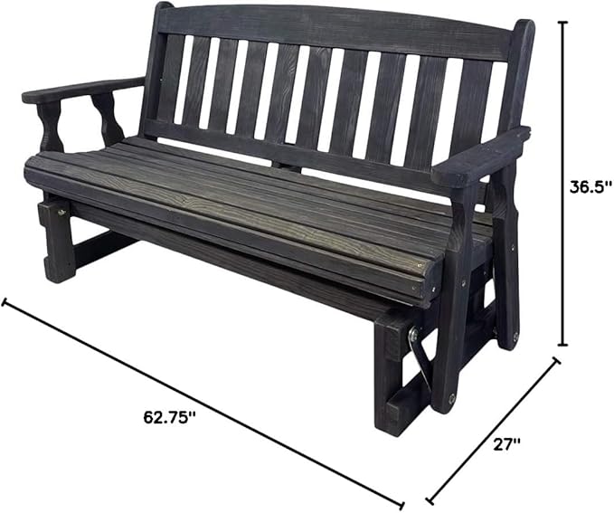 Amish OUTLET STORE Heavy Duty 800 Lb Mission Pressure Treated Porch Glider (5 Foot, Semi-Solid Black Stain)