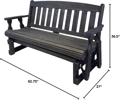 Amish OUTLET STORE Heavy Duty 800 Lb Mission Pressure Treated Porch Glider (5 Foot, Semi-Solid Black Stain)