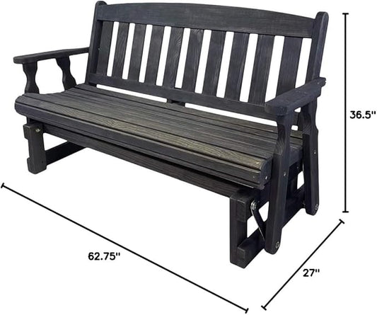 Amish OUTLET STORE Heavy Duty 800 Lb Mission Pressure Treated Porch Glider (5 Foot, Semi-Solid Black Stain)