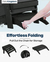 Black 6-Piece Folding Adirondack Chair Set with Cup Holders, Ottomans - Photo 3