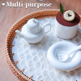 Small Rattan Side Table/Round Coffee Table for Small Spaces, Mini Modern Coffee Table with Shell Design Tray - Photo 3