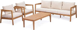 Merax 4 Piece Acacia Wood Patio Furniture Set, 3-Seater Sofa - Photo 6