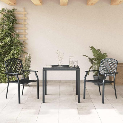 Outdoor Chair Set of 2, Stacking Patio Chairs Anthracite, Powder Coated Steel Metal Dining Chairs for Garden, Balcony, Indoor Outdoor Use, Modern Industrial Design, Durable & Space Saving