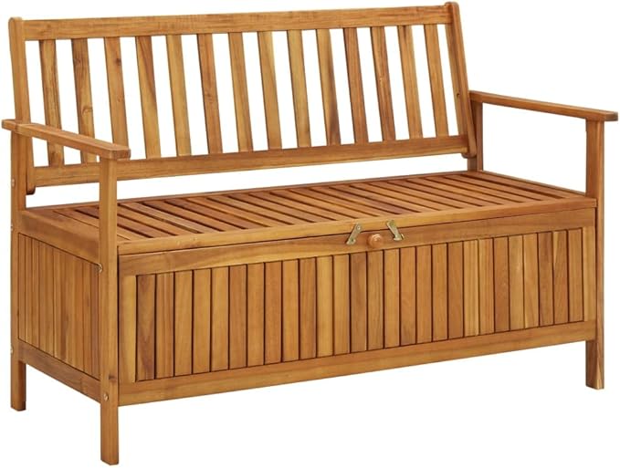Garden Bench Deck Bench Patio Storage Bench 47.2" Solid Acacia Wood