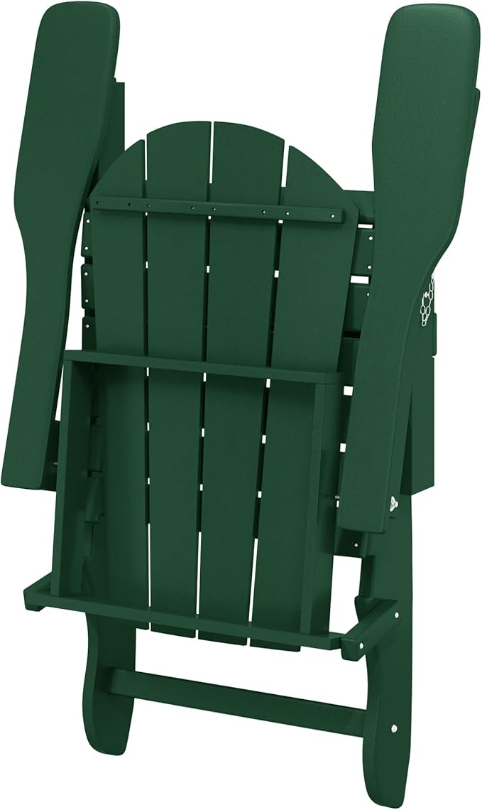 WO WESTIN OUTDOOR HDPE Laguna Outdoor Folding Poly Adirondack Chair, Dark Green