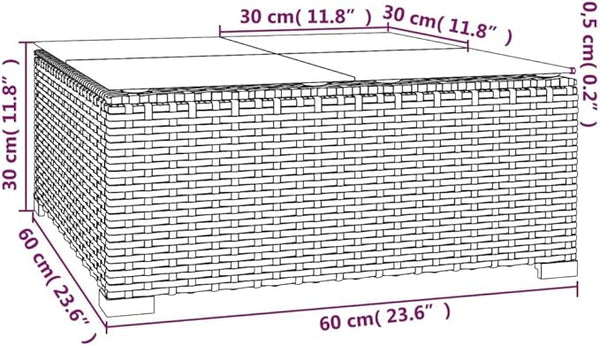Garden Coffee Table Brown PE Rattan Outdoor Sofa - Photo 1