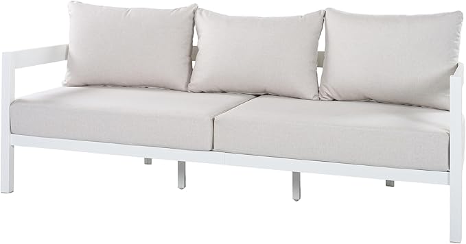Merax 75.8" Modern Curved Outdoor Aluminum 3-Seater Sofa - Photo 2