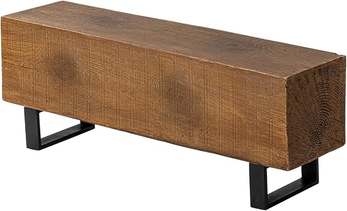 COSIEST Patio Log Bench, Rectangular MgO Garden Bench, 48.4 x 11.8” Outdoor Bench, Rustic Bench for Yard or Lawn(Color Walnut)