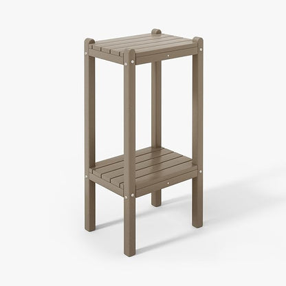WestinTrends Malibu 36" Outdoor Adirondack HDPE 2-Tier Patio Side Table, Weathered Wood