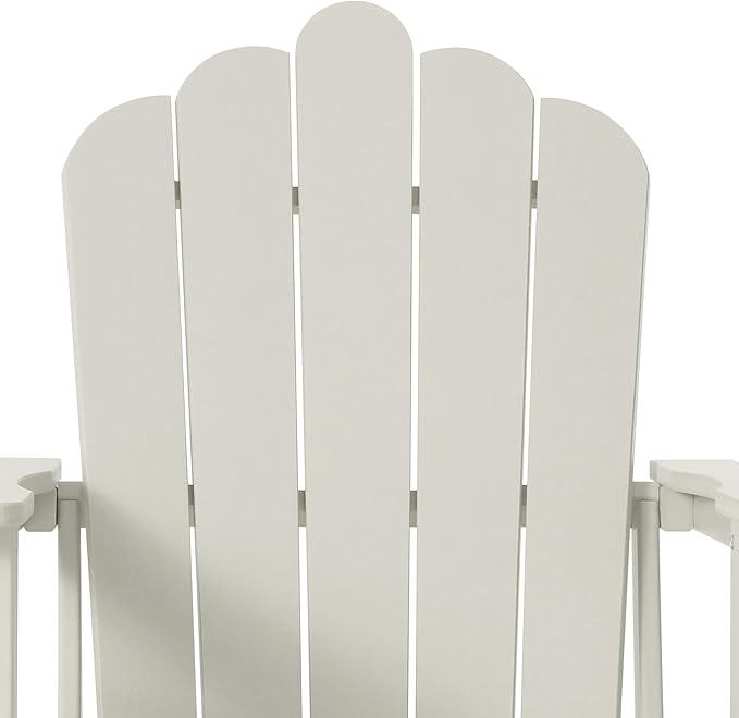 Costaelm Lakeview Outdoor Patio HDPE Adirondack Chair with Cup Holder, Sand
