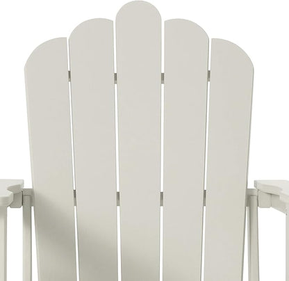 Costaelm Lakeview Outdoor Patio HDPE Adirondack Chair with Cup Holder, Sand