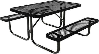COATEDOUTDOORFURNITURE Heavy-Duty Portable Outdoor Kids Table, Expanded Metal Kids Picnic Table, Commercial-Grade Picnic Table, Made in America (4ft Rectangular, Childrens, Textured Black)