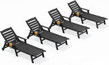SERWALL Patio Chaise Lounge Chair Set of 4, 5 Positions Adjustable Poly Outdoor Lounger for Pool - Photo 1