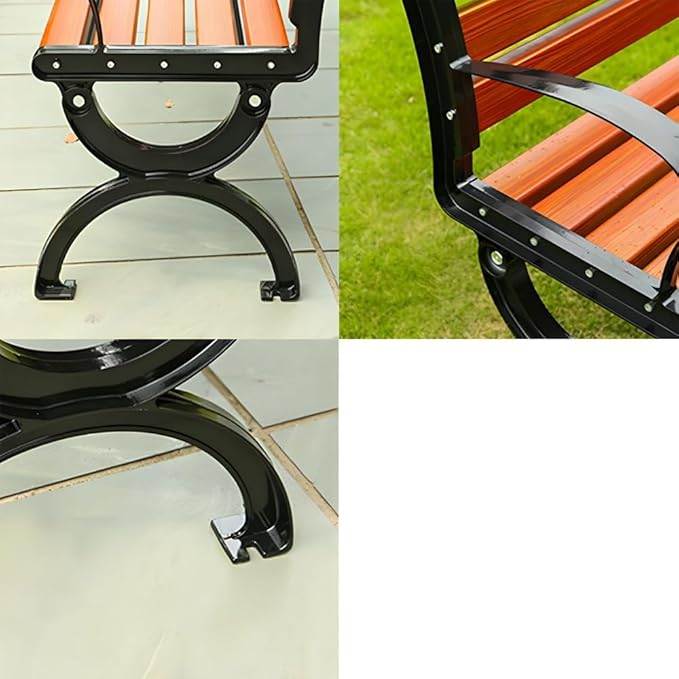LITFAD Wooden Outdoor Bench Garden Bench with Backrest and Armrest Outdoor Furniture Park Bench for Patio, Lawn, Balcony, Yard, Porch-47 L x 16" W x 29" H,Coffee
