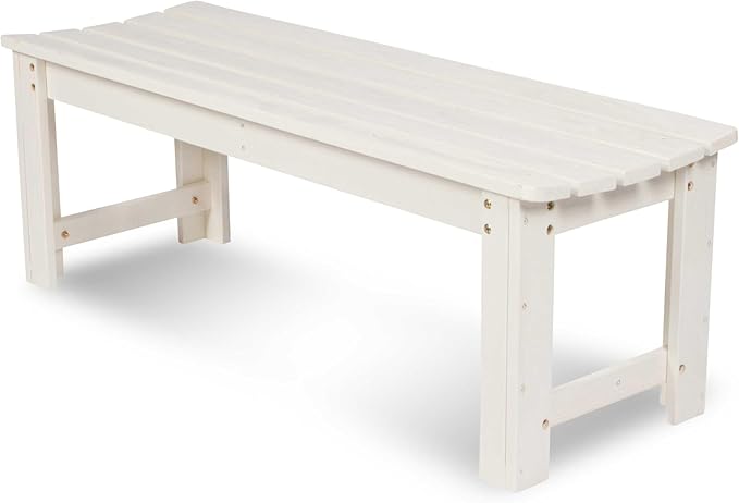 Shine Company Outdoor Wooden Backless Patio Garden Bench, 4 Ft, Eggshell White