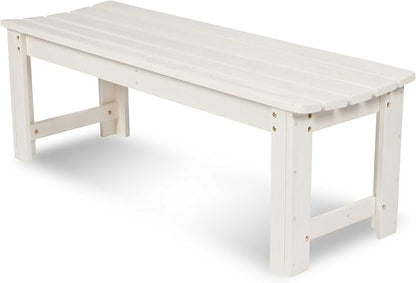 Shine Company Outdoor Wooden Backless Patio Garden Bench, 4 Ft, Eggshell White