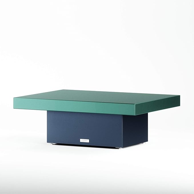 COOKE Santa Barbara Custom Contemporary Outdoor Table (Teal Texture Aluminum Top, Midnight Blue Aluminum Base) - Photo 1