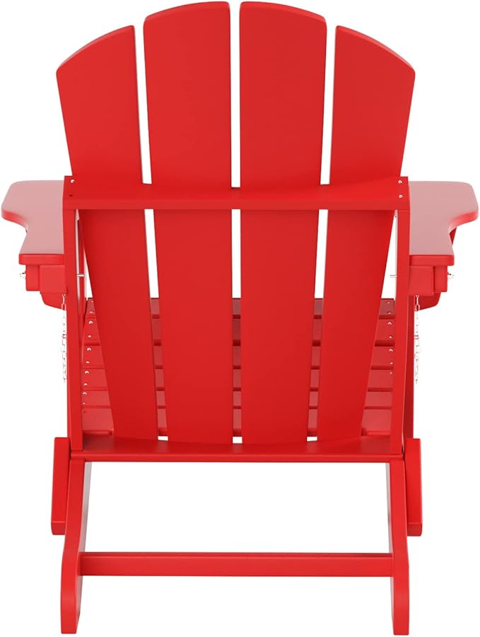WO Home Furniture Adirondack Chairs Table Set of 3 PCS Outdoor Folding Chairs Coffee Table Weather/UV Resistant for Lawn - Photo 5