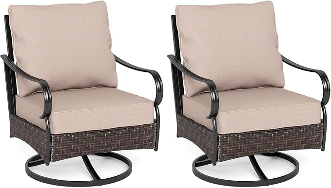 Sophia & William Extra Large Outdoor Patio Swivel Sofa Chairs Set 2 PCS Heavy-Duty Metal Porch Furniture with High Back - Photo 1