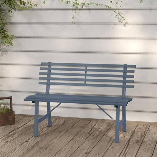 Outdoor Patio Bench, Metal Garden Bench with Backrest, Steel Park Bench Patio Furniture for Porch, Park, Yard, 43.3" x 23.2" x 30.1" Gray