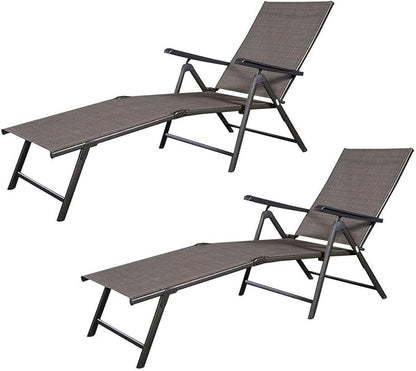 COSTWAY 2PCS Pool Chaise Lounge Chair Recliner Outdoor Patio Furniture Adjustable New